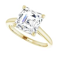 10K Solid Yellow Gold Handmade Engagement Ring 2 CT Asscher Cut Moissanite Diamond Solitaire Wedding/Bridal Rings for Women/Her Propose Ring