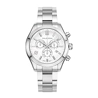 Philip Stein Chronograph Analog Display Wrist Swiss Quartz Traveler Men Smart Watch Stainless Steel Clasp Chain with White Dial Natural Frequency Technology Provides More Energy - Model 92C-CRWHT-SS
