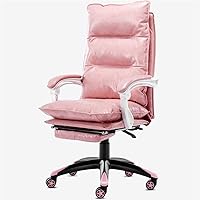 Ergonomic Chair Computer Chairs with Back Support Executive Chair Leather Liftable Pc Chair Office Pink Gaming Chairs with Footrest Adjustable Angle 90°-150° Girl Gift