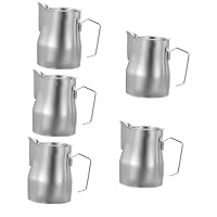5pcs Milk Foam Cup Foam Frothing Pitcher Espresso Accessories Coffee Measuring Pitcher Creamer Pitcher Milk Steaming Jug Handheld Milk Container Portable Stainless Steel