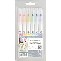 Zig Clean Color Dot Pens Water Based Marker Single, 6 Mild Colors Set (TCSD-6100/6V)
