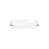 Basics Tempered Glass Baking Dish, 1 Quart Small Clear Oblong Casserole Dish for Oven