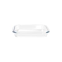 Basics Tempered Glass Baking Dish, 1.6 Quart Clear Oblong Dish Set, Casserole Dish Cooking Oven Bake