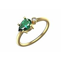 Pear Shape Natural Emerald And Diamond Statement Ring