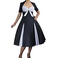 (XS-XL) Sweetheart - Black & White w/Polka-dot 40s 50s Retro Swing Dress