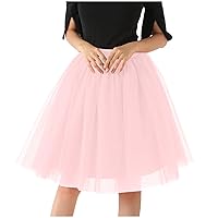 Tutu Skirt for Womens Tulle Layered Flowy Skirt Fashion Summer Mini Skirt Pleated Dance Princess A-Line Skirts