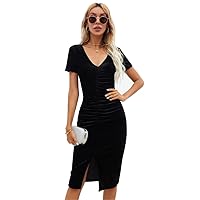2021 Summer Women's Sexy Slit Crepe MIDI Skirt Solid Color French Dress