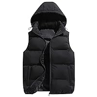 Mens Vest,Men's Winter Packable Quilted Puffer Down Vest With Removable Hood