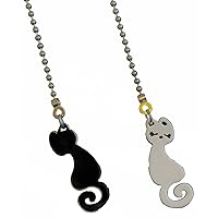 Two Black and White Cats Fan Light Pull Chain Ornaments