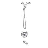 Moen Meena Chrome Single Handle Modern Tub and Shower Faucet with Handshower, Valve Included, 82618