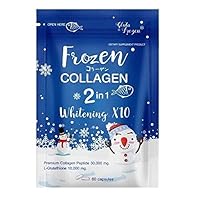 3 envelopes Frozen Collagen Whitening x10 Glutathione 10000 mg Reduce acne Freckles Melasma Aura Whitening Lightening Skin anti-aging Lightenin Skin Reduce Acne Hair Nails 1 envelopes : 60 Softgels