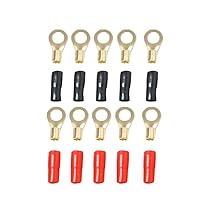 Cables, Adapters & Sockets - 5 Pairs 8 AWG Car Audio Ring Terminal Wiring Connector Gold-plated Durable