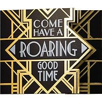 Roaring 20s Party Decorations, Art Deco Design Black and Gold Foil Printed Party Invitations, Box of 48