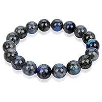 Unisex Bracelet 10mm Natural Gemstone Labradorite Round shape Smooth cut beads 7 inch stretchable bracelet for men & women. | STBR_04603