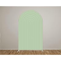 Matcha Green2D Ripples Printed Arched Backdrop Cover for Party Decoration, Baby Shower Decor & Photo Props - Stands Covers Arch Backdrop Cover GX1385 (4x7ft(122x213cm),Single-Sided)