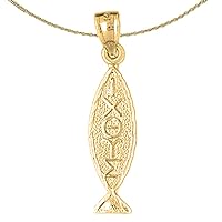 Jewels Obsession Silver Christian Fish With Ixoye Necklace | 14K Yellow Gold-plated 925 Silver Christian Fish With Oxeye Pendant with 18
