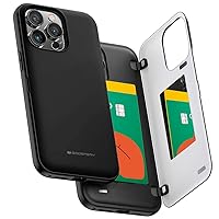 GOOSPERY Magnetic Door Bumper Compatible with iPhone 15 Pro Max Case, Card Holder Wallet Easy Magnet Auto Closing Protective Dual Layer Sturdy Phone Back Cover - Black