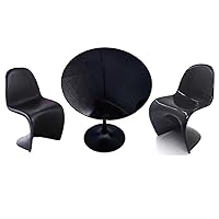 1:6 Dollhouse Furniture Panton S Black Chair & Table Set for The 12 inch Fashion Doll