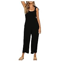 Women's Short Jumpsuits Casual Sleeveless Backless Comfortable Jumpsuit with Bow Strap Romper Short