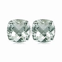 4.60-5.10 Cts of AAA 9 mm Cushion Checker Board Green Amethyst Matched Pair (2 pcs) Loose Gemstones