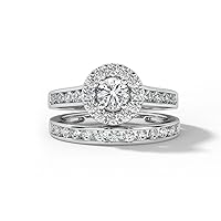 Solid 14K White Gold/925 Sterling Silver Bridal Set Round Cut 2.00 CT Moissanite Anniversary Wedding Ring For Women Valentine's Day Gift