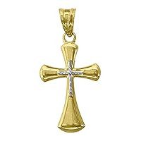 10k Gold Two tone Dc Mens Cross Height 34.6mm X Width 16.7mm Religious Charm Pendant Necklace Jewelry Gifts for Men