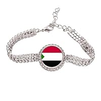 Sudan National Flag Africa Country Tennis Chain Anklet Bracelet Diamond Jewelry