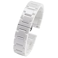 for Women Man Ceramic Bracelet Stainless Steel Combination watchband 12 14 15 16 18 20 22mm Strap Fashion Watch Wristwatch Band (Color : Ceramic White, Size : 20mm)