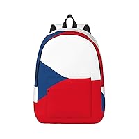 Flag Of The Czech Republic Print Canvas Laptop Backpack Outdoor Casual Travel Bag Daypack Book Bag For Men Women