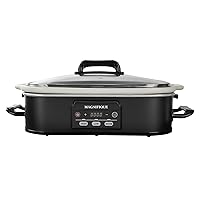 MAGNIFIQUE Small 4 Quart Casserole Programmable Slow Cooker with Ceramic Baking Dish - Perfect Kitchen Small Appliance for Family Dinners, Oven Safe and Durable Bakeware for Lasagna, Roasts