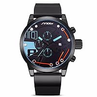 Fashion Waterproof Men's Watch, Men's Personality Sports Black Silicone Strap Material Watch, Multi-Function Chronograph Three-Color Temperament Round Dial Watch