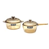 Visions 1.5L Covered Saucepan & 2.25L Covered Versa Cooking pot(No plastic cover)