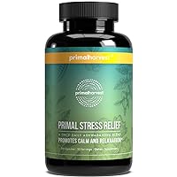 Primal Harvest Stress Relief Supplement for Women and Men Pure Ashwagandha Root Extract, L-Theanine Supplements, 30 Capsules