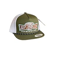 Lazy J Ranch Wear Baseballkappe, 10,2 cm, Diamant-Hereford-Banner, Olivgrün und Weiß, Mehrfarbig/Meereswellen (Ocean Tides), 4