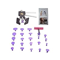 26pcs AUTO Paintless Dent Repair Puller Kits Glue Puller Dent Lifter with 24 PCS Different Size Tabs Suction Cup and Mini T Puller Dent Removal Tools