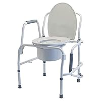 Lumex Silver Collection Steel Drop Arm 3-in-1 Commode, 300 lbs Weight Capacity, Portable Home Adult Toilet Seat Bathroom Chair, Pack of 2, 6433A-2
