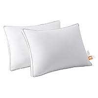 Goose Down Pillow for Side Sleepers, 600 Fill Power Down Luxury Pillows with 100% Cotton Cover (Standard (Pack of 2), White)