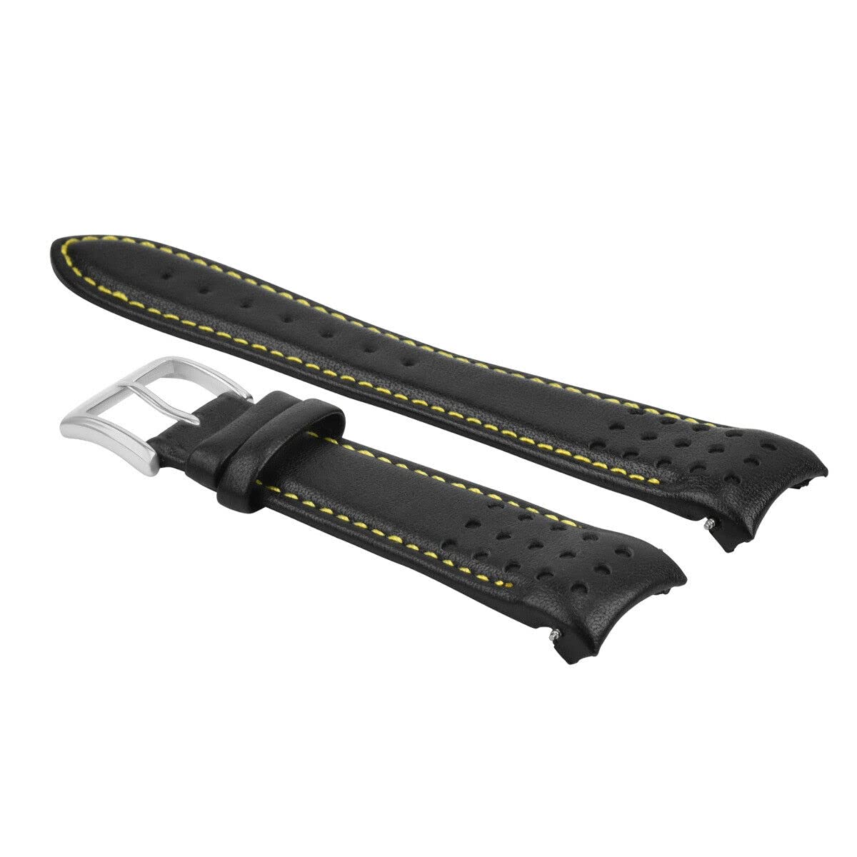 21MM CURVED LEATHER WATCH BAND STRAP COMPATIBLE WITH SEIKO SPORTURA SNAE80P17T62-OKVO YELLOW