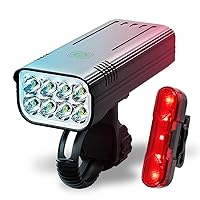 Bike Lights 8 LED Lights for Night Riding, 1500 Lumen Ultra Bright Bicycle Light Set, Rechargeable Waterproof Multi-Function for Kids Adults