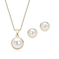 Pearl Necklace and Stud Earrings Bridal and Wedding Jewelry Set for Women, Brides, Bridesmaids Jewelry Gift for Women