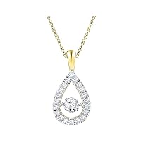 The Diamond Deal 10kt Yellow Gold Womens Round Diamond Moving Twinkle Solitaire Teardrop Pendant 3/8 Cttw