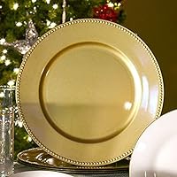 (Set of 12) 13 inch-Gold Charger Plates with Decorative Beaded Rim. The Perfect Finishing Touch for Holidays`Table Settings! Plates have Stylish Presentation Under Dinner Plates (12)