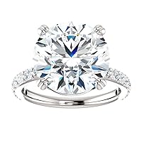 Siyaa Gems 7 CT Round Moissanite Engagement Rings 10K 14K 18K Solid Gold Moissanite Diamond Ring 925 Sterling Silver Solitaire Engagement Ring Wedding Ring