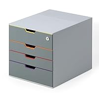 DURABLE Keyed Lock Desktop Drawer Organizer (VARICOLOR 4 Compartments with Removable Labels) 11