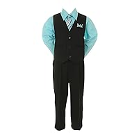 Boys Black Pinstripe Vest Suit with Custom Colored Shirt