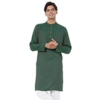 In-Sattva Men's Indian Mandarin Collar Geometric Patterned Long Kurta Tunic