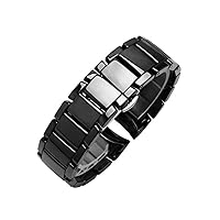 Ceramics Watchband for Armani AR1451 AR1452 AR1400 AR1410 Watch Strap with Stainless Steel Butterfly Clasp 22 24mm Watchbands (Color : AR1451 Bright)
