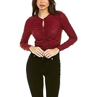 BCBGeneration Women's 3/4 Sleeve Top Fitted Ruched Bodice Button Shirt