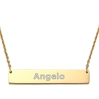 Personalized Necklaces for Women Horizontal Bar Pendants, Custom Necklaces with Symbols & Birthstones Charm, Stainless Steel Custom Name Necklace for Women