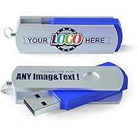 MEINAMI Personalised USB Flash Drive Blue Aluminium Swivel Personalised Memory Stick USB 2.0 Flash Drive 32GB 500 Pieces